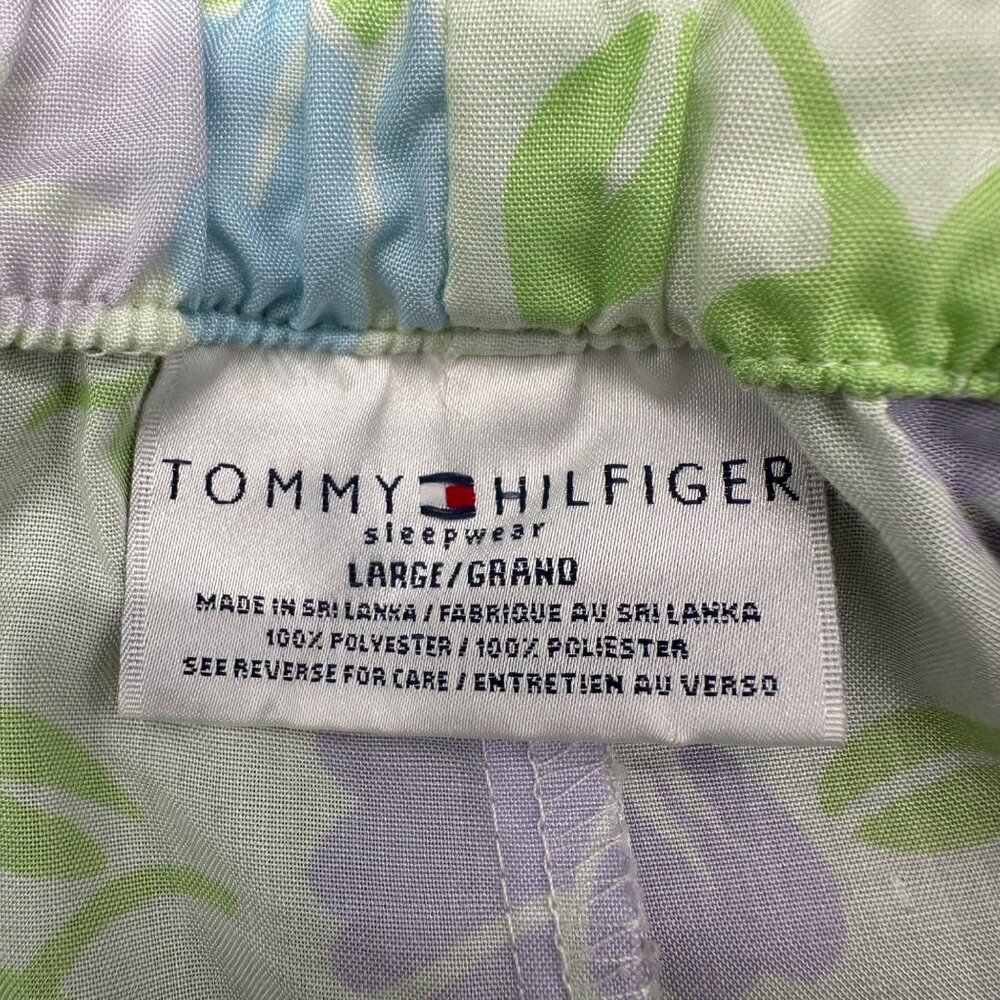 Womens Floral Pajama Set Large Tommy Hilfiger Purple Blue Green Sleepwear Flower - Picture 4 of 7